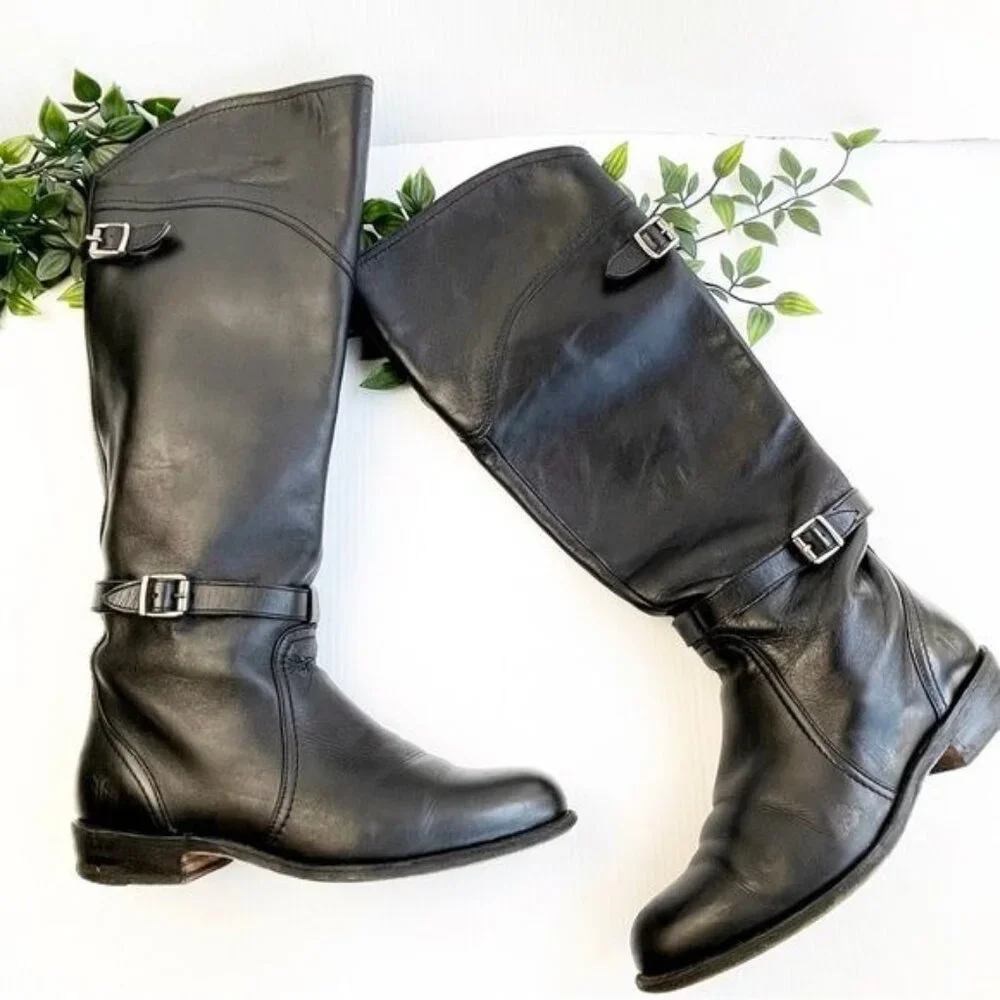 Frye Dorado leather riding boots black color size 6